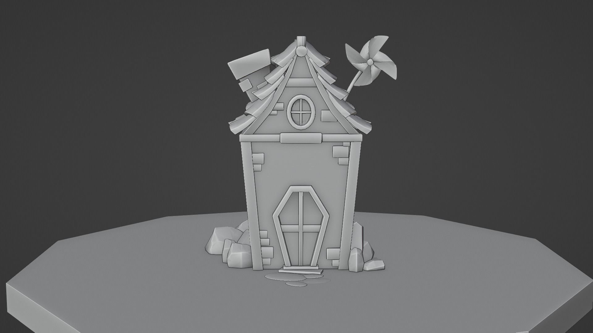 Stylized House Low-poly 3D model_4