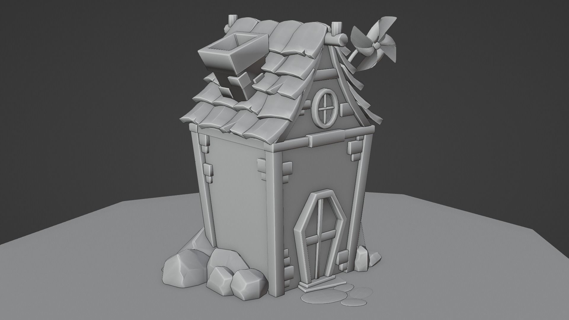 Stylized House Low-poly 3D model_5