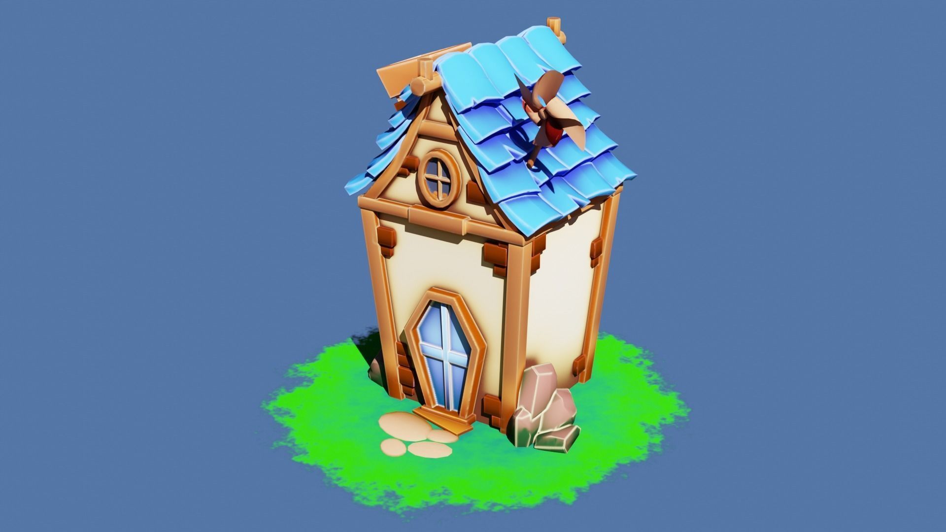 Stylized House Low-poly 3D model_1