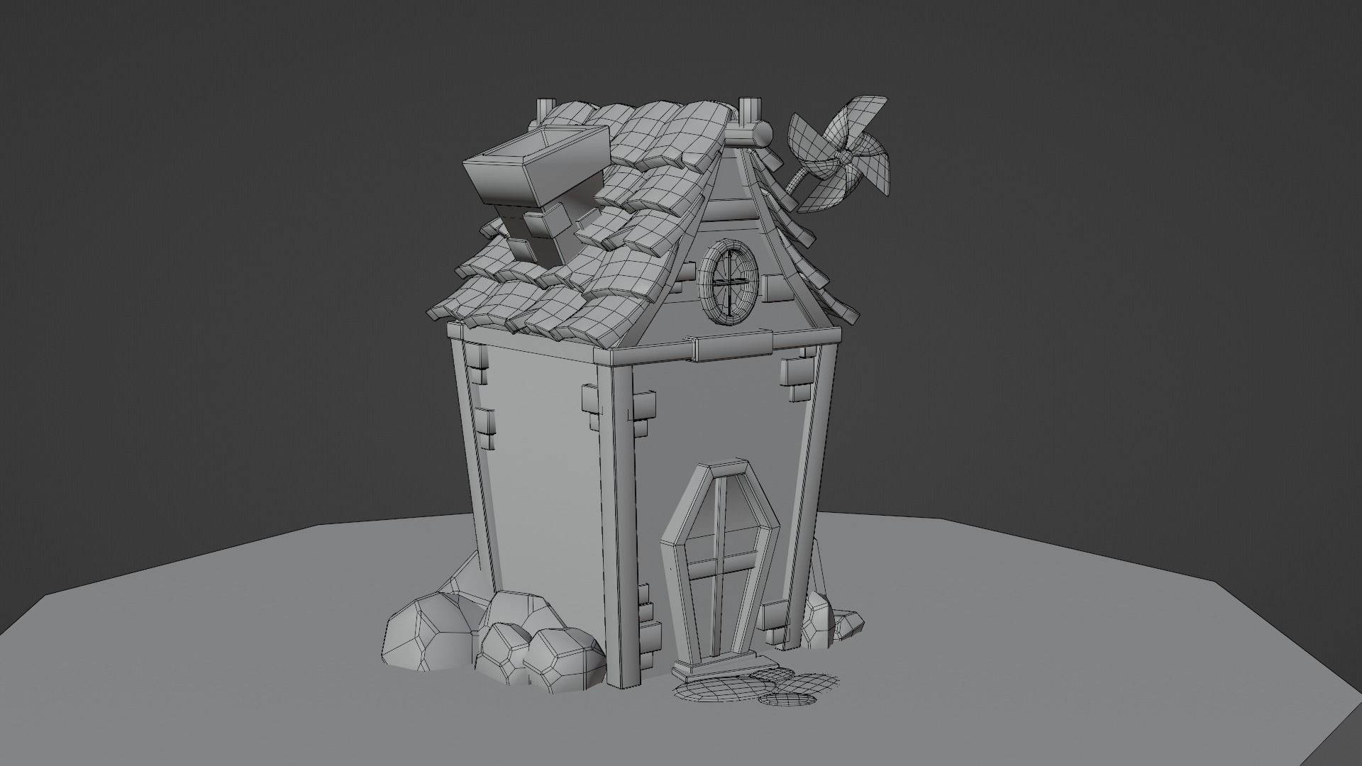 Stylized House Low-poly 3D model_2