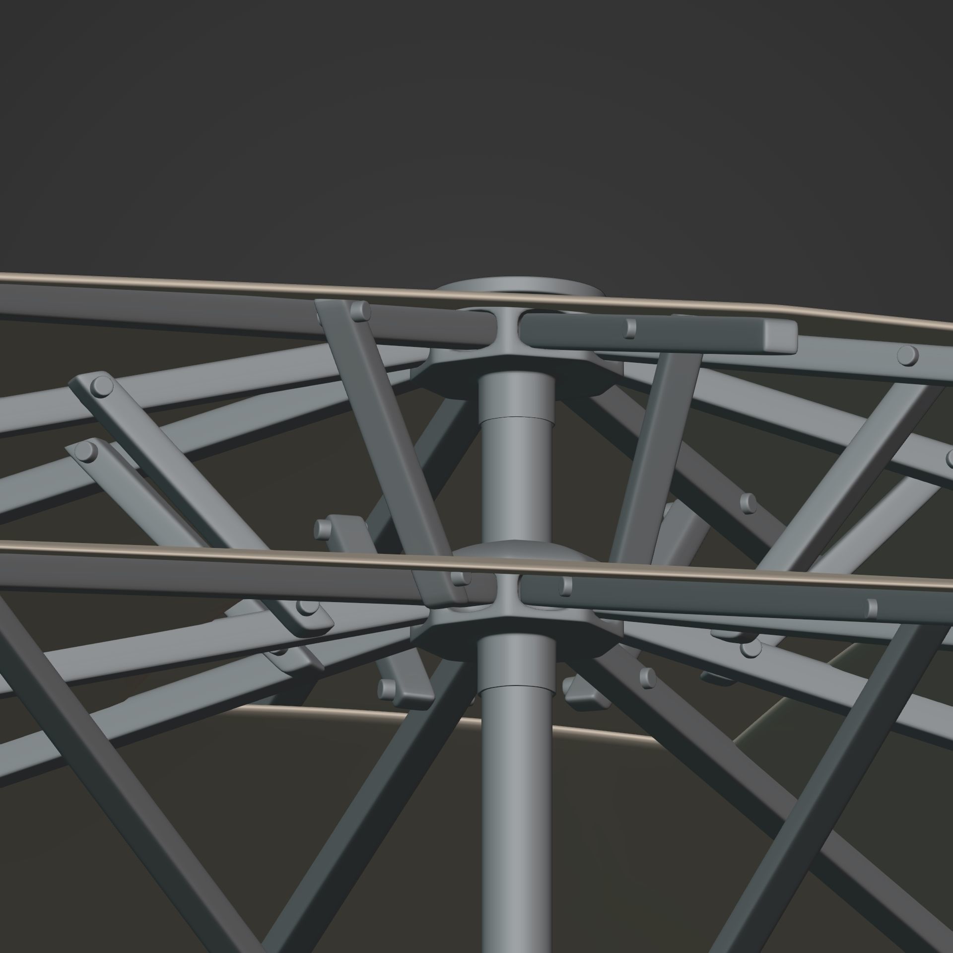 Patio Umbrella Low-poly 3D model_13