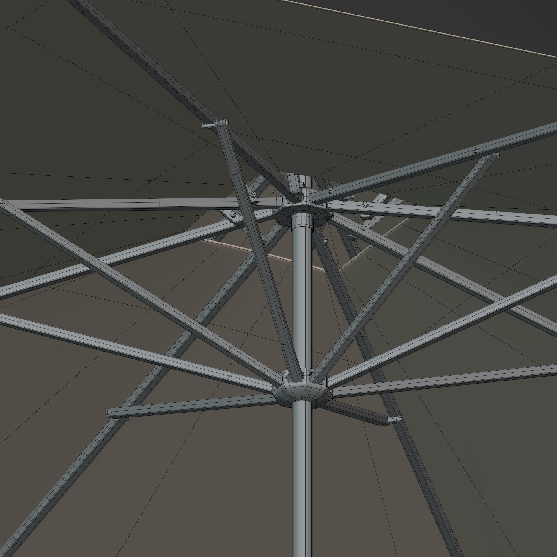 Patio Umbrella Low-poly 3D model_12