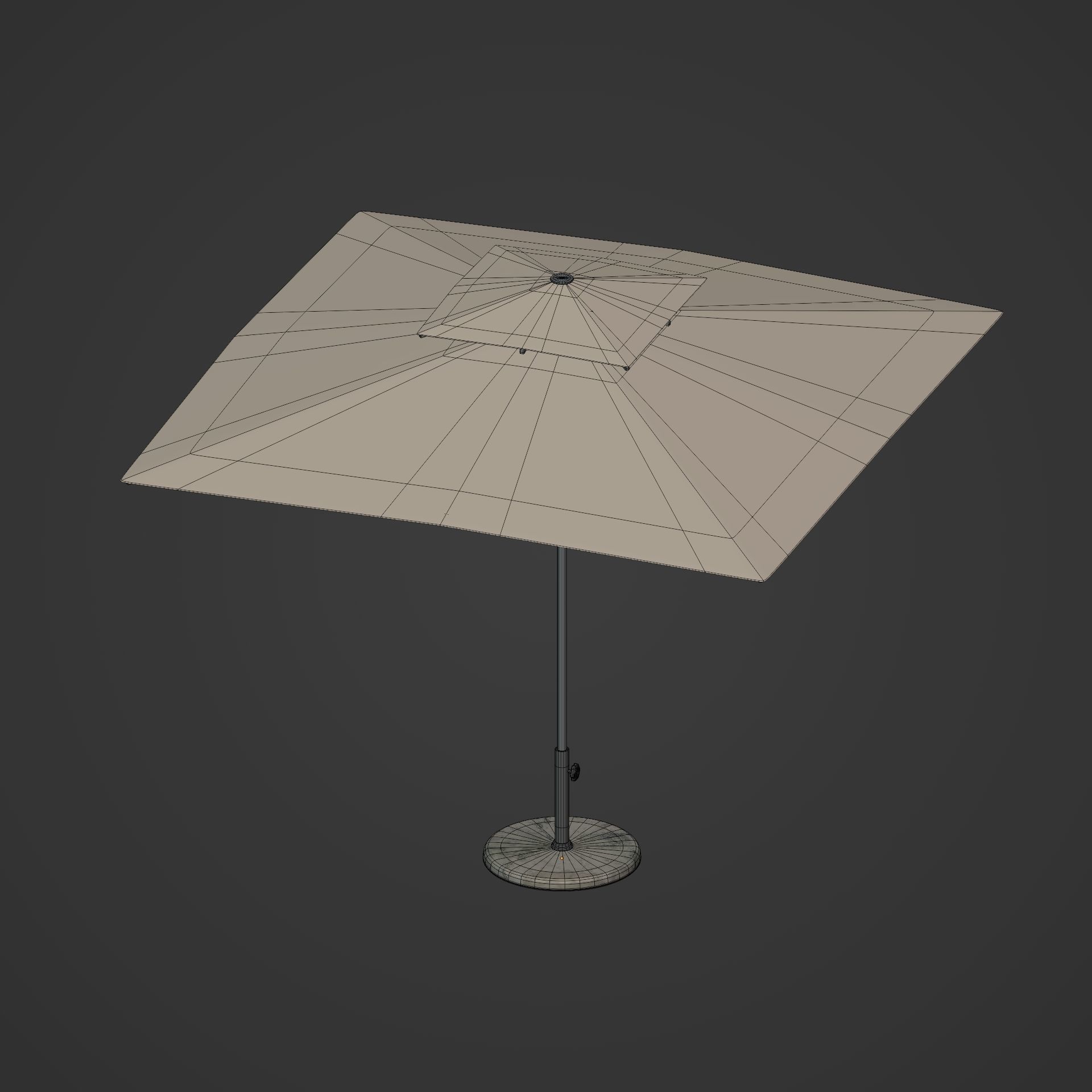 Patio Umbrella Low-poly 3D model_8