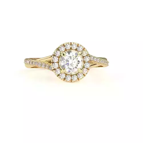 Diamond halo curved shank ring 3D print model