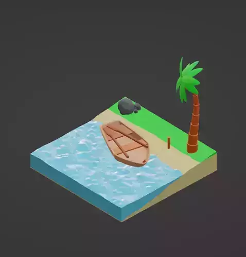 Beach scene-low poly
