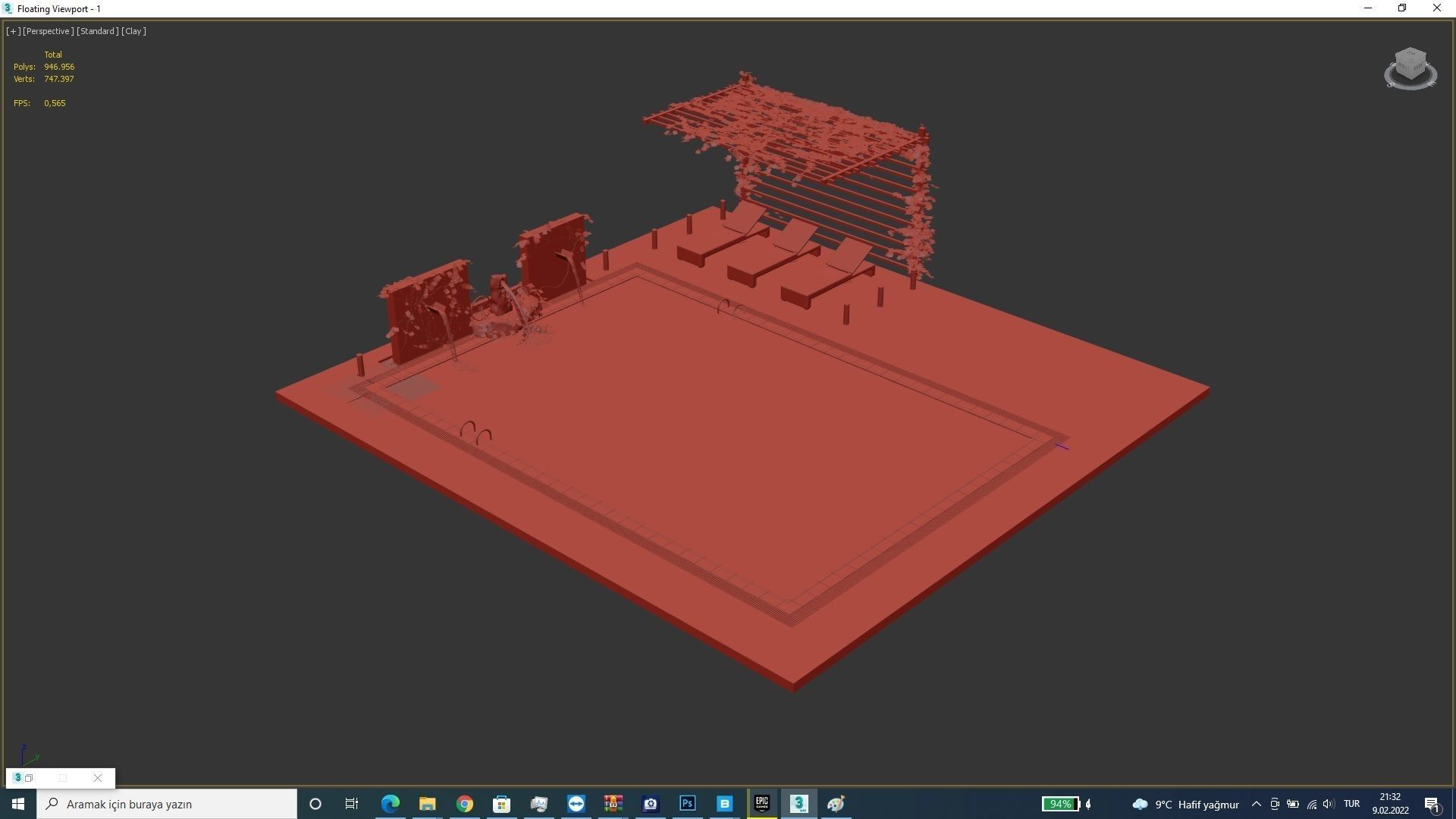 Realistic Pool Vray and Corona Low-poly 3D model_9