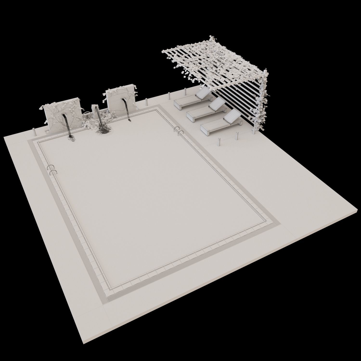 Realistic Pool Vray and Corona Low-poly 3D model_5