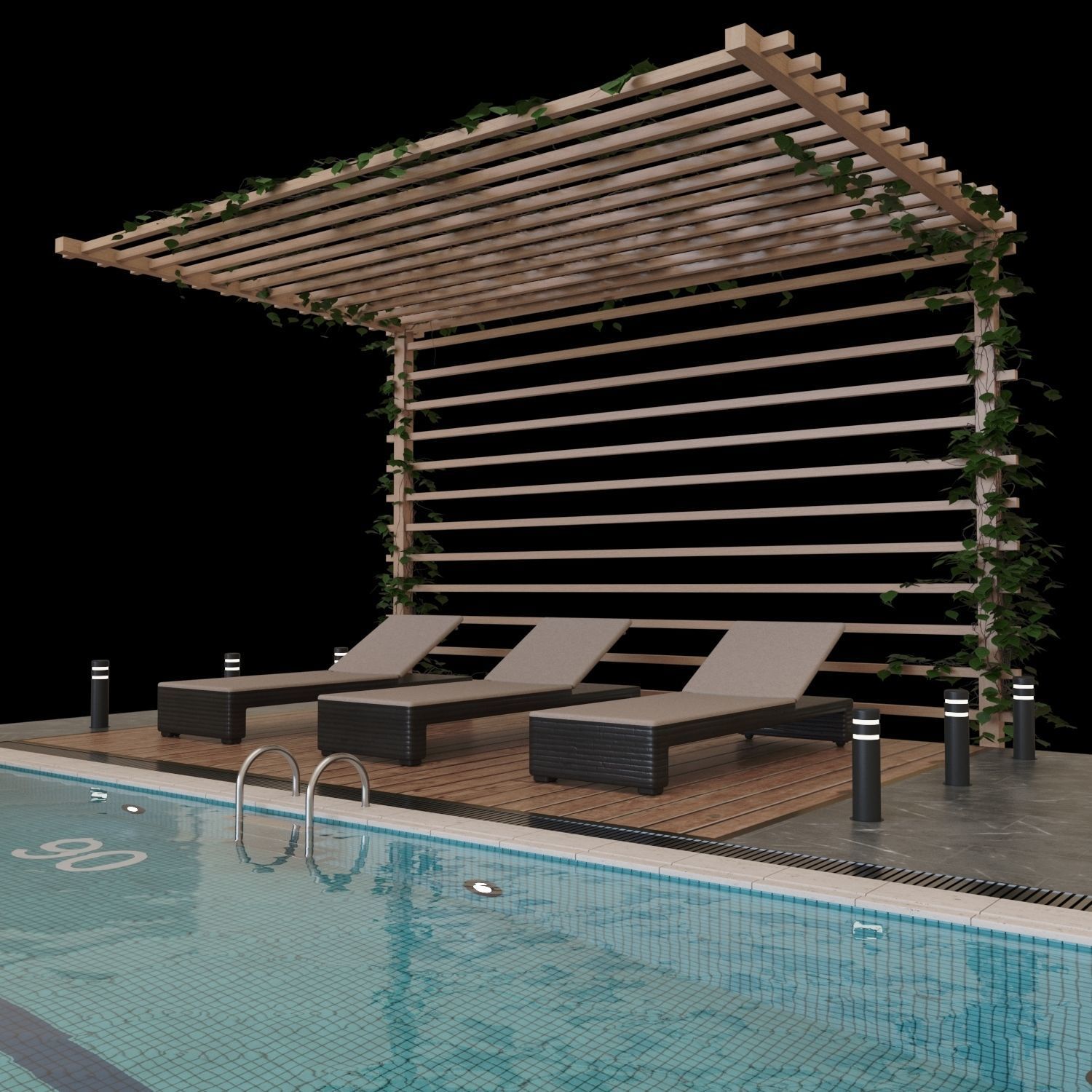 Realistic Pool Vray and Corona Low-poly 3D model_3