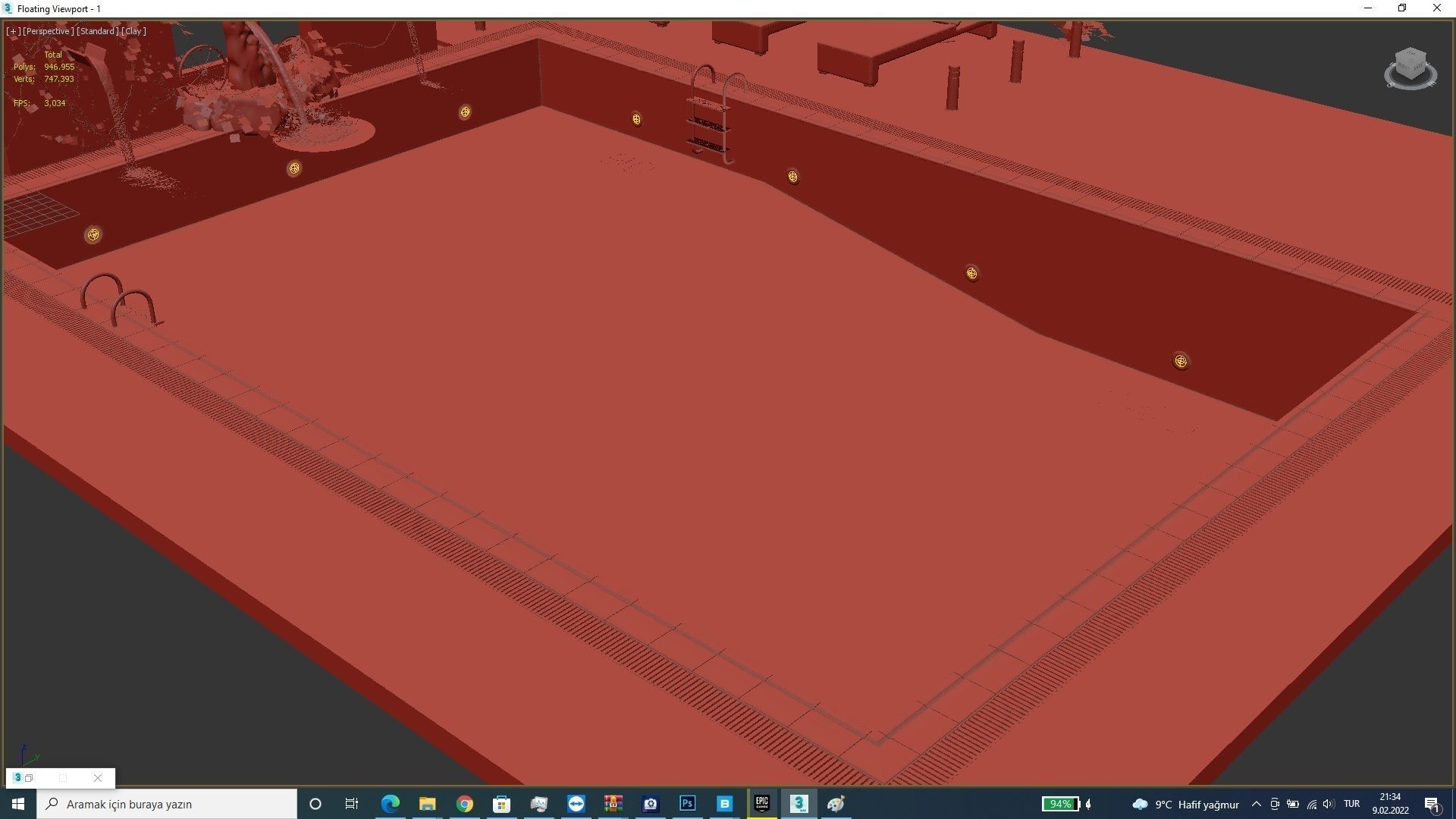 Realistic Pool Vray and Corona Low-poly 3D model_13