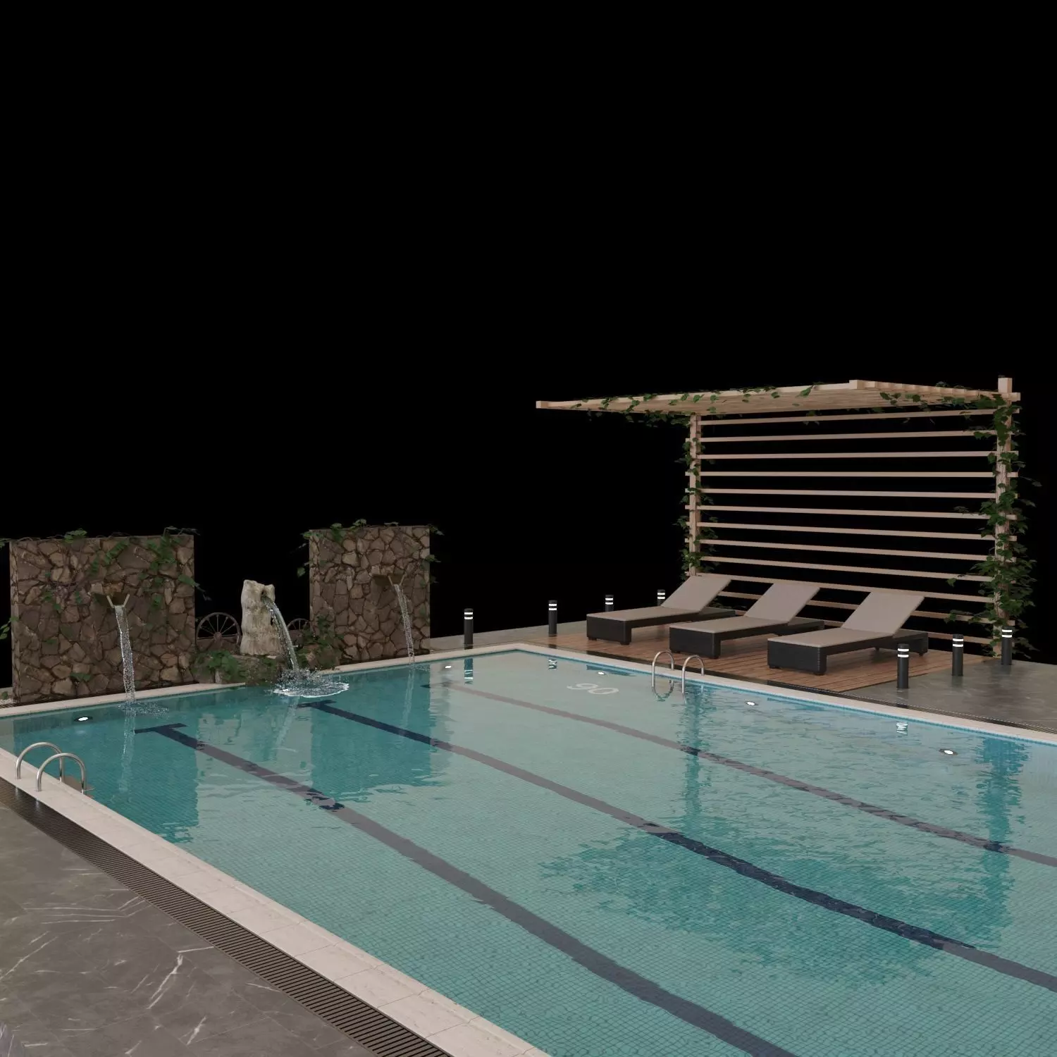 Realistic Pool Vray and Corona Low-poly 3D model_0