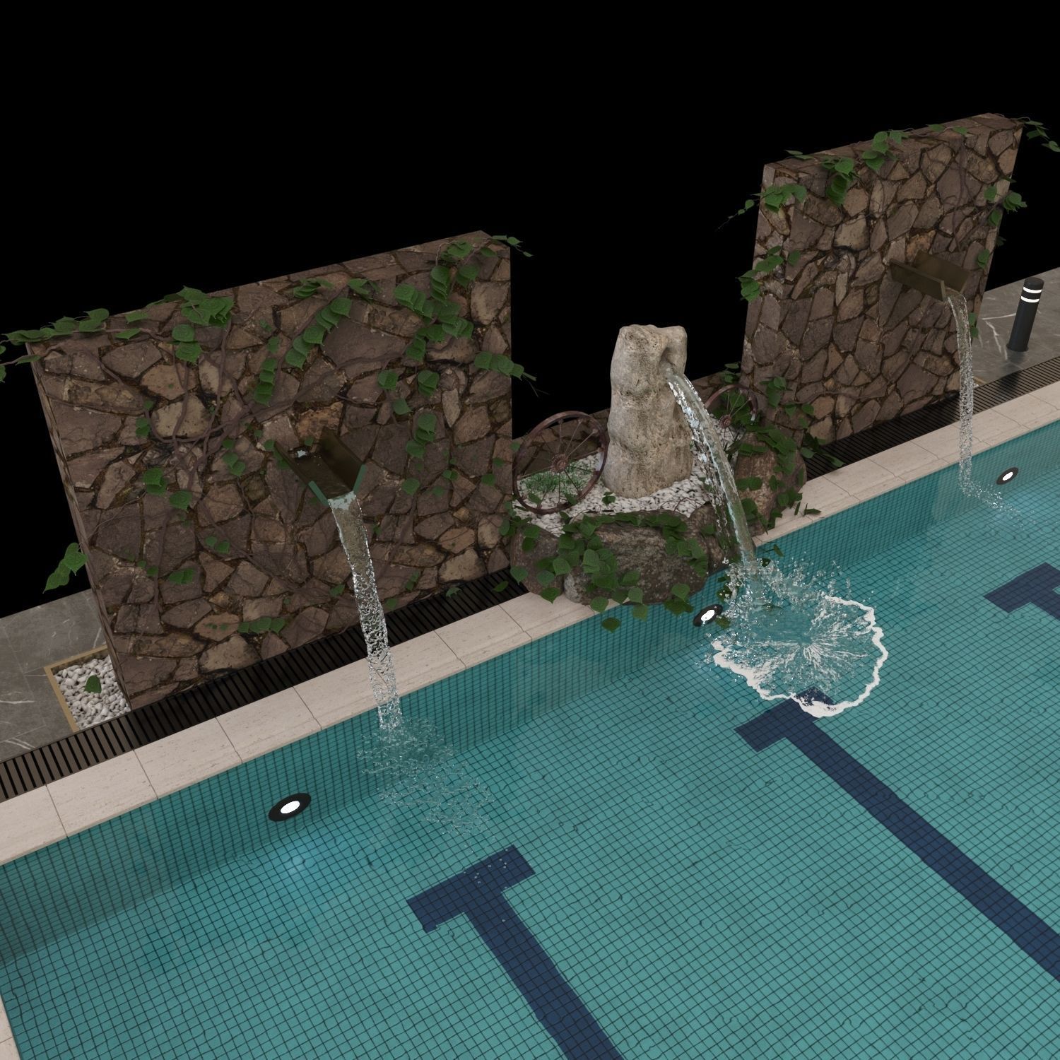 Realistic Pool Vray and Corona Low-poly 3D model_2