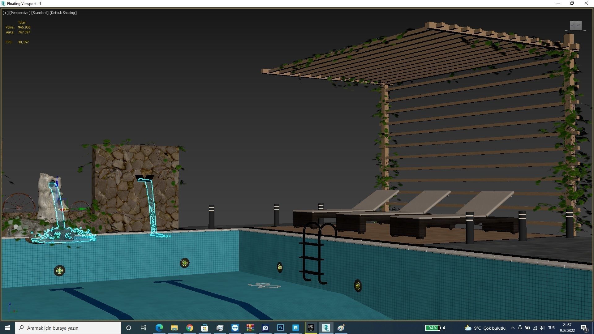 Realistic Pool Vray and Corona Low-poly 3D model_18