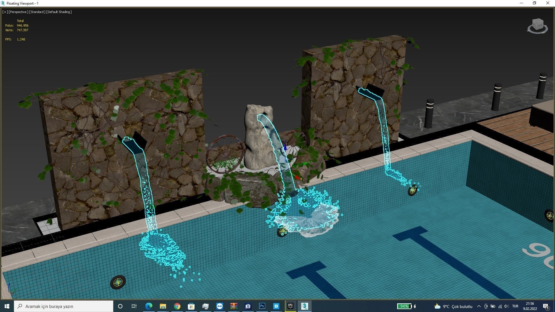 Realistic Pool Vray and Corona Low-poly 3D model_19