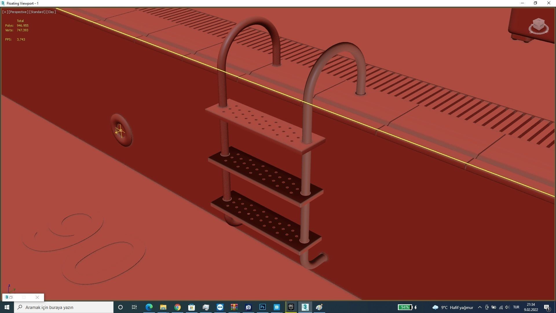 Realistic Pool Vray and Corona Low-poly 3D model_10