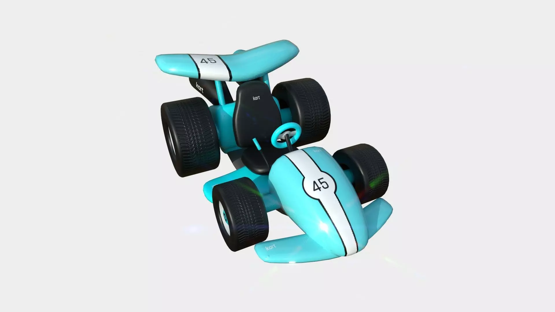 Cartoon Kart A08 Light Blue - Vehicle Racing Design Low-poly 3D model_0