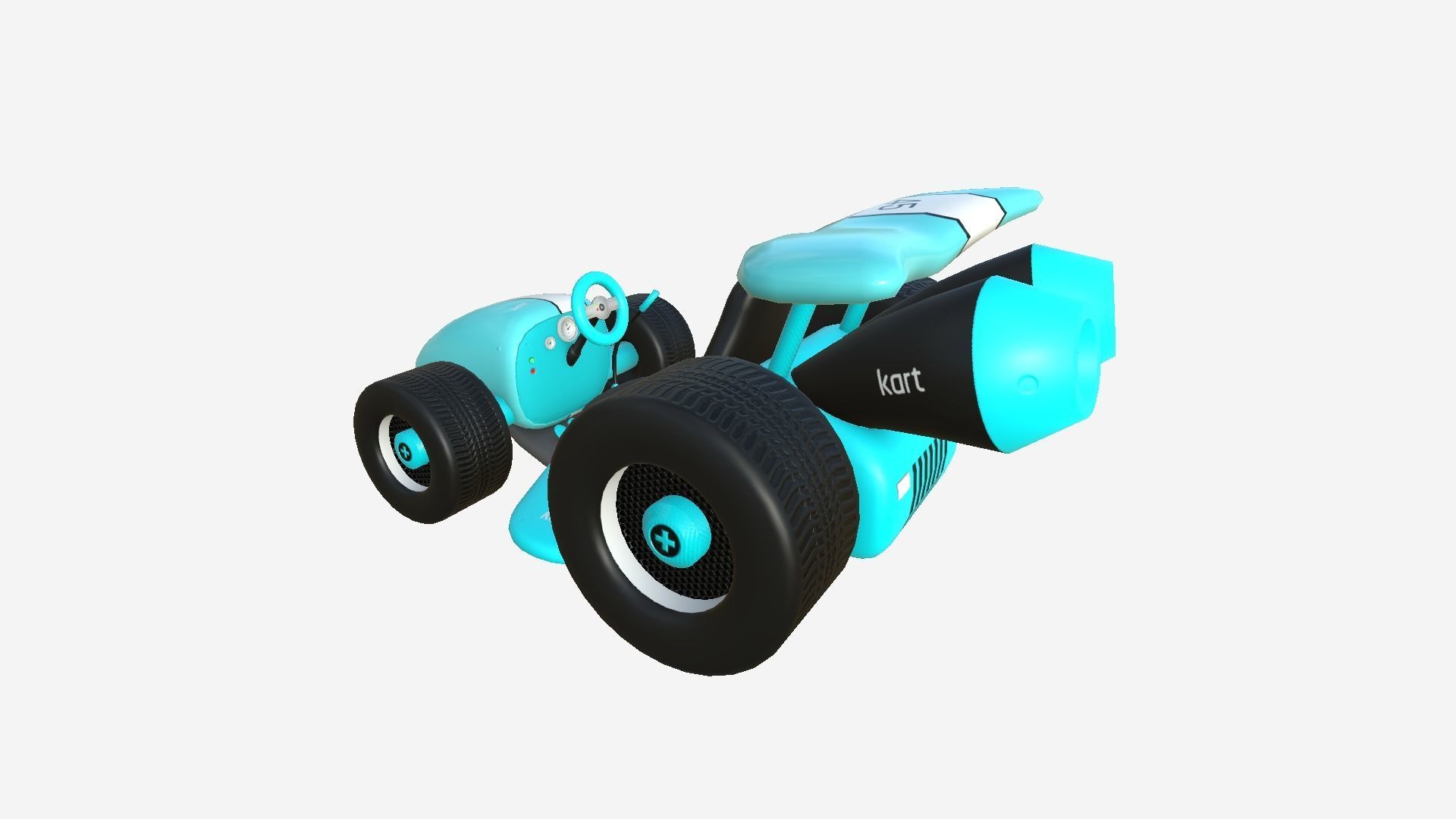 Cartoon Kart A08 Light Blue - Vehicle Racing Design Low-poly 3D model_4