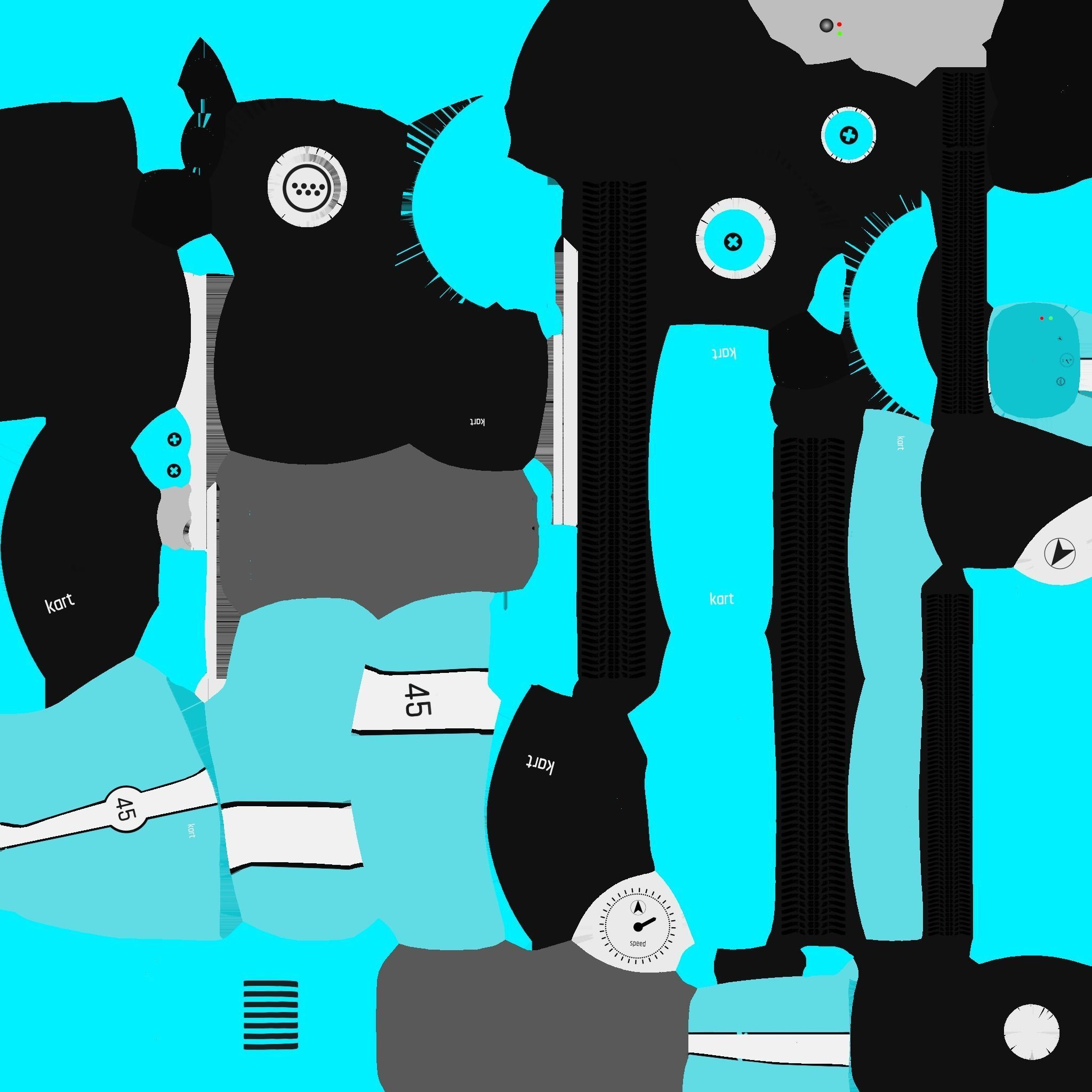 Cartoon Kart A08 Light Blue - Vehicle Racing Design Low-poly 3D model_19