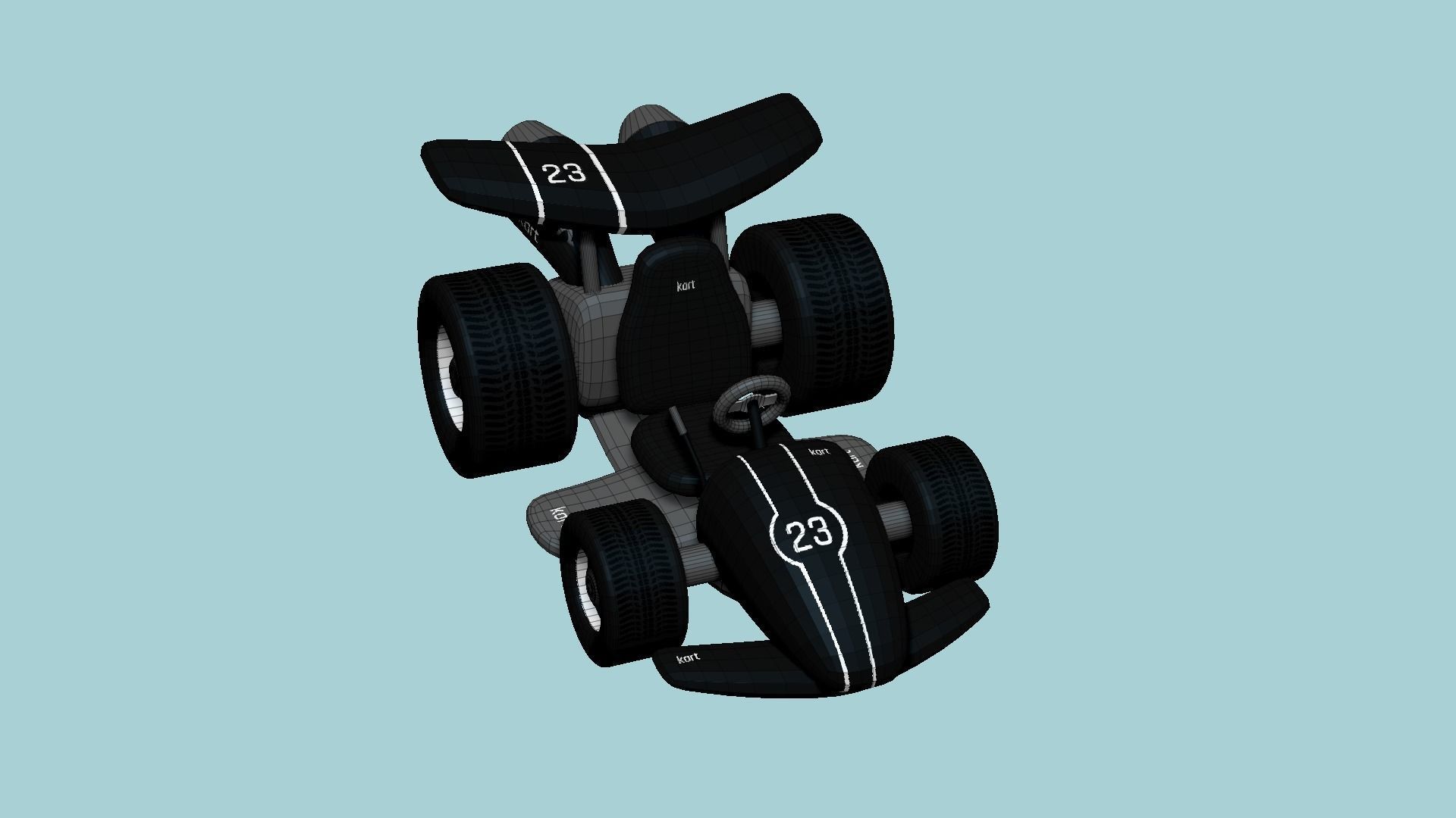 Cartoon Kart A09 Black - Vehicle Racing Design Low-poly 3D model_6