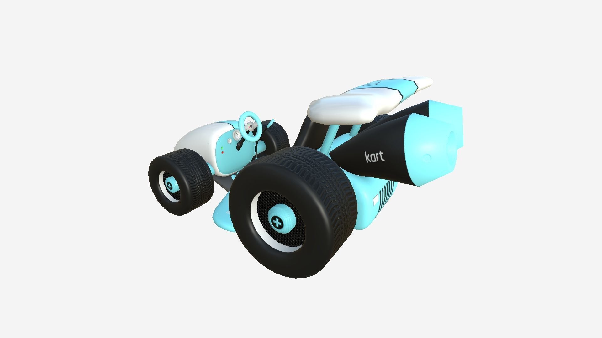 Cartoon Kart A10 White - Vehicle Racing Design Low-poly 3D model_4