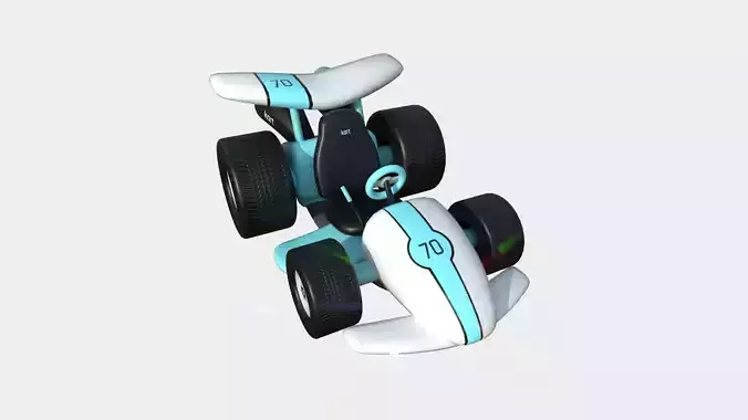 Cartoon Kart A10 White - Vehicle Racing Design Low-poly 3D model