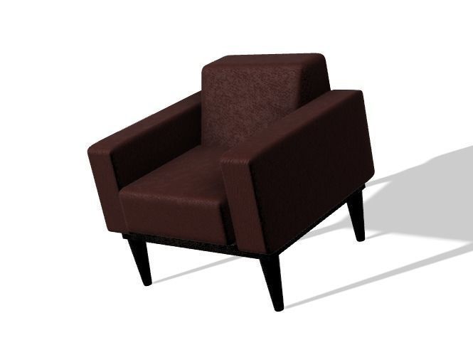 Armchair leather lounge chair 3D model_5