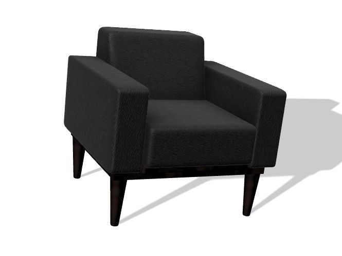 Armchair leather lounge chair 3D model_3