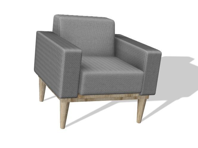 Armchair leather lounge chair 3D model_2