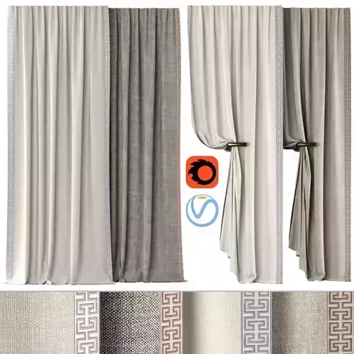 Curtains 136 Kvadrat Artic SAMUEL SONS ATHINA EMBROIDERED BORDER