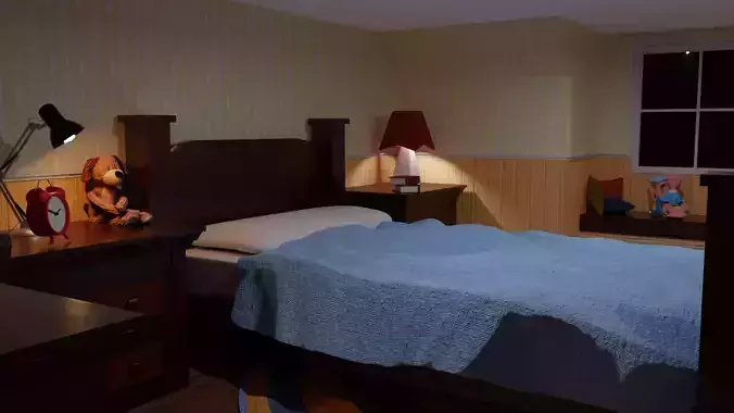 Bedroom with bed and nightstand