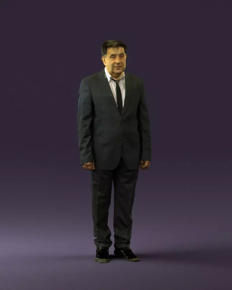 Old man in dark gray suit 0731 3D model