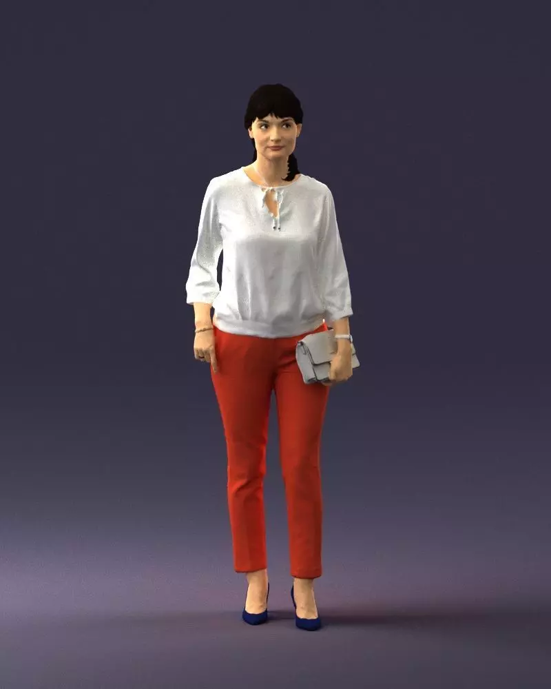 Woman in the orange pants 0305 3D Print Ready 3D print model_0