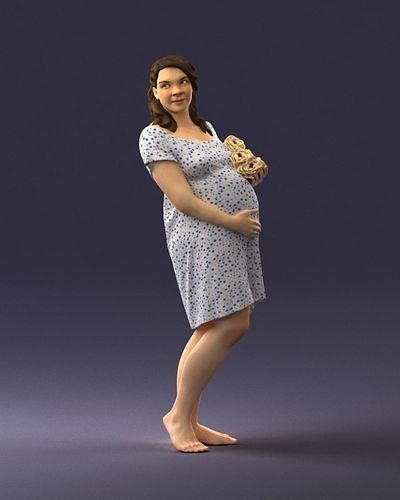 Pregnant girl with white roses 0145 3D Print Ready 3D print model