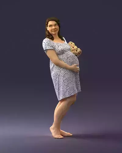 Pregnant girl with white roses 0145 3D Print Ready 3D print model