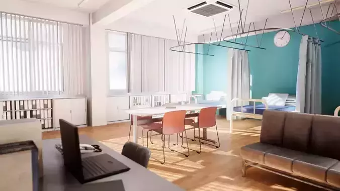 Japanese School Infirmary - Environment 3D model