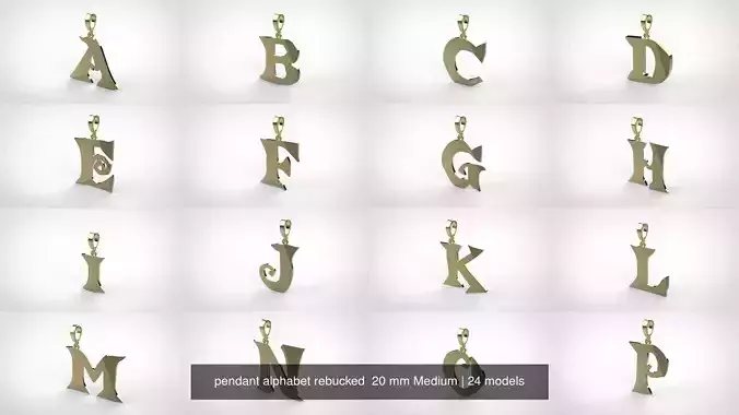 pendant alphabet rebucked  20 mm Medium