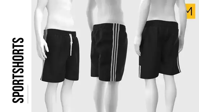 Marvelous Designer CLO Male Sport shorts Sportswear 3D Model