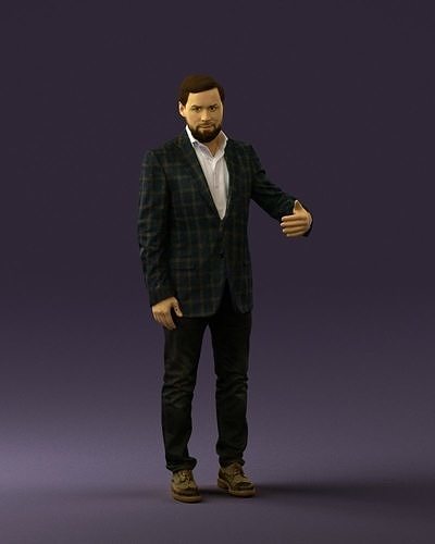 Man in jacket pink shirt 0411 3D model