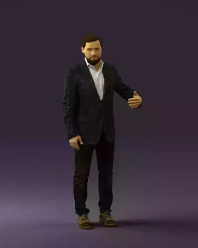 Man in jacket pink shirt 0411