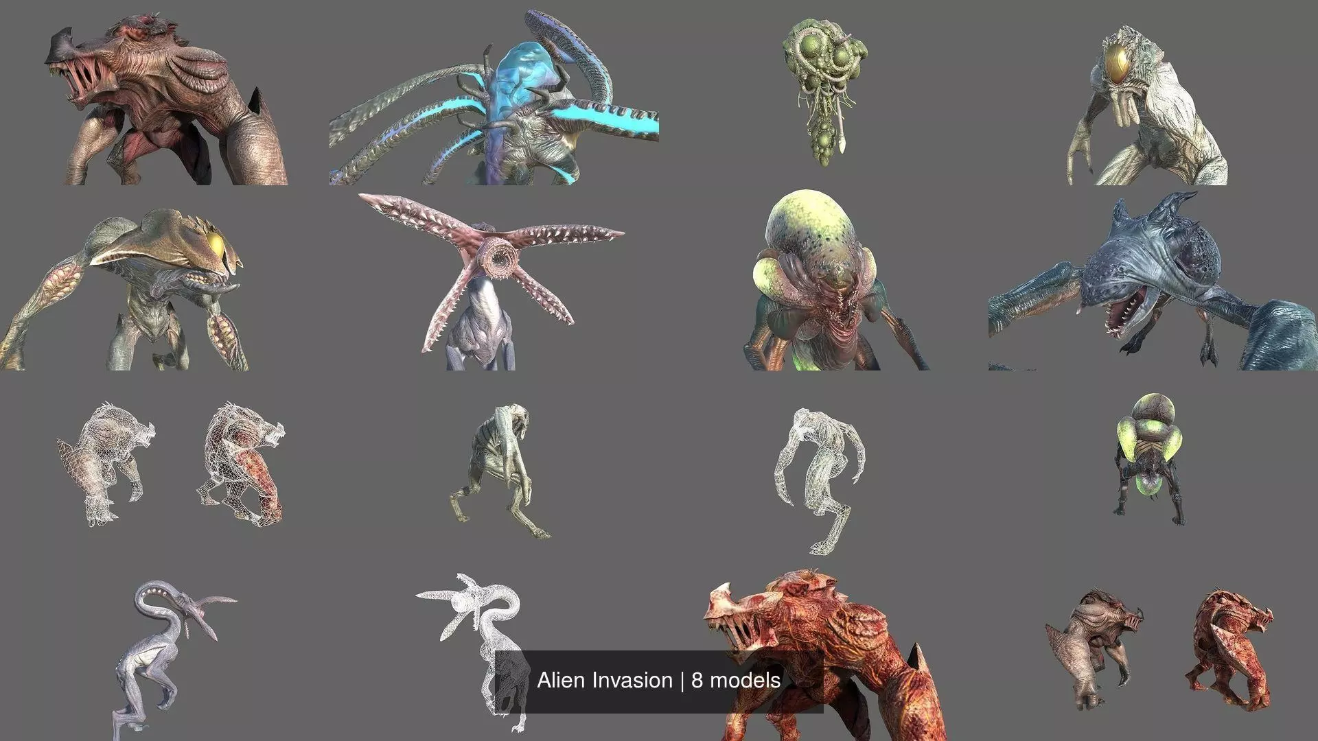 Alien Invasion 3D Model Collection_0
