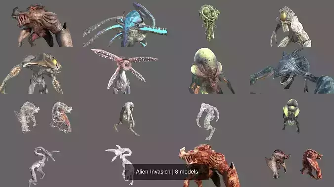 Alien Invasion 3D Model Collection