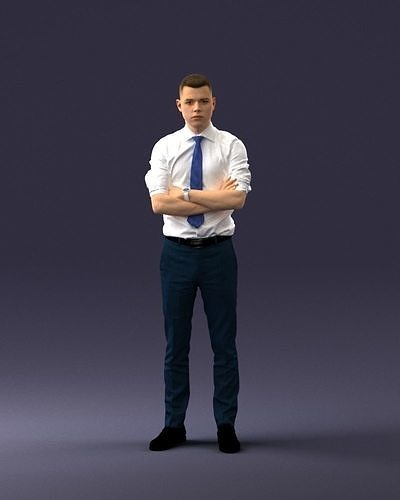000193 Young Businessman in Shirt and Tie Arms Crossed Pose 3dp 3D print model