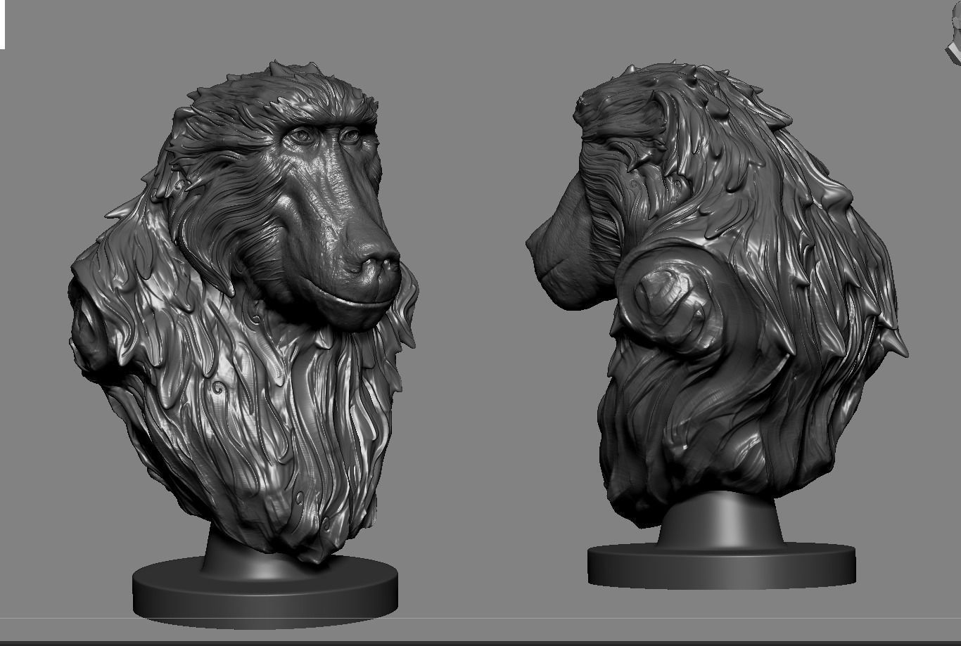 Baboon Bust 3D print model_6