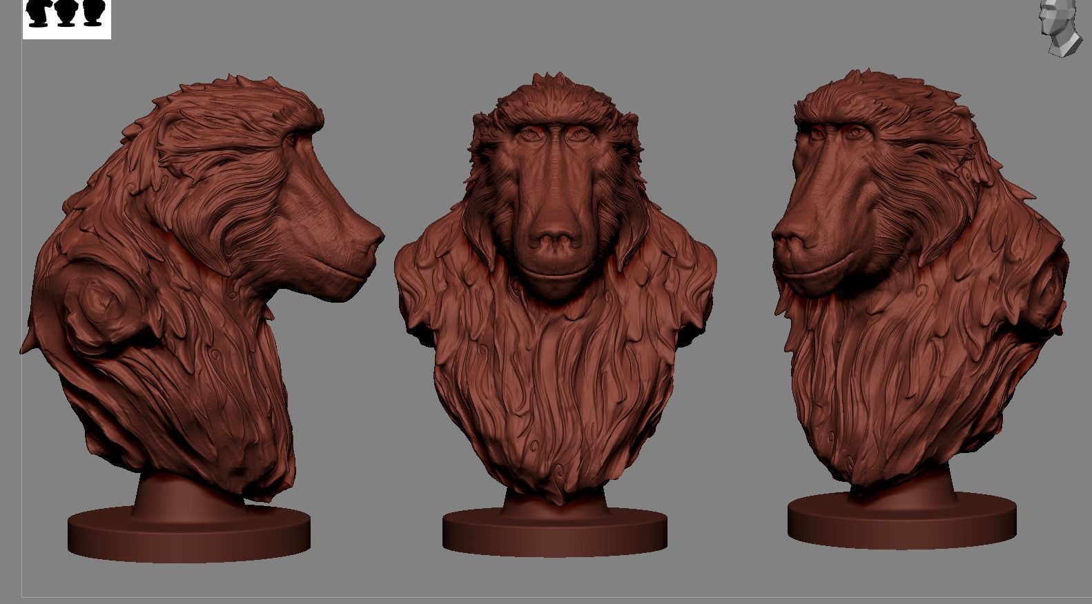 Baboon Bust 3D print model_2