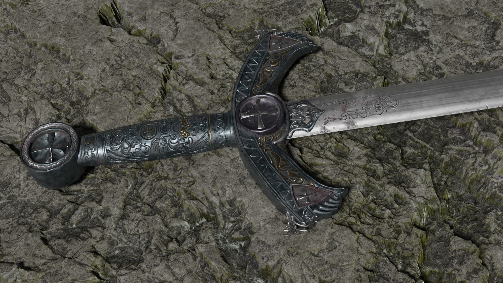 sword Low-poly 3D model_2