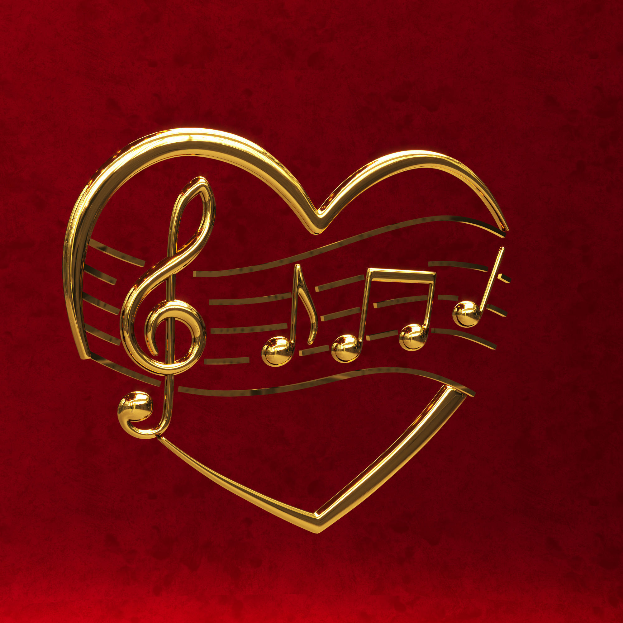 Music clef and notes in the heart 3D model_3