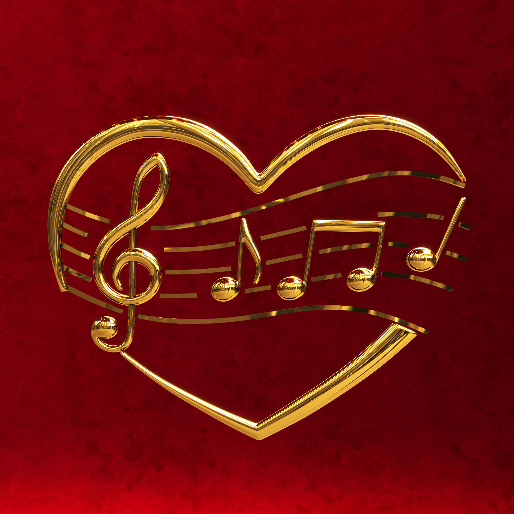 Music clef and notes in the heart 3D model_1