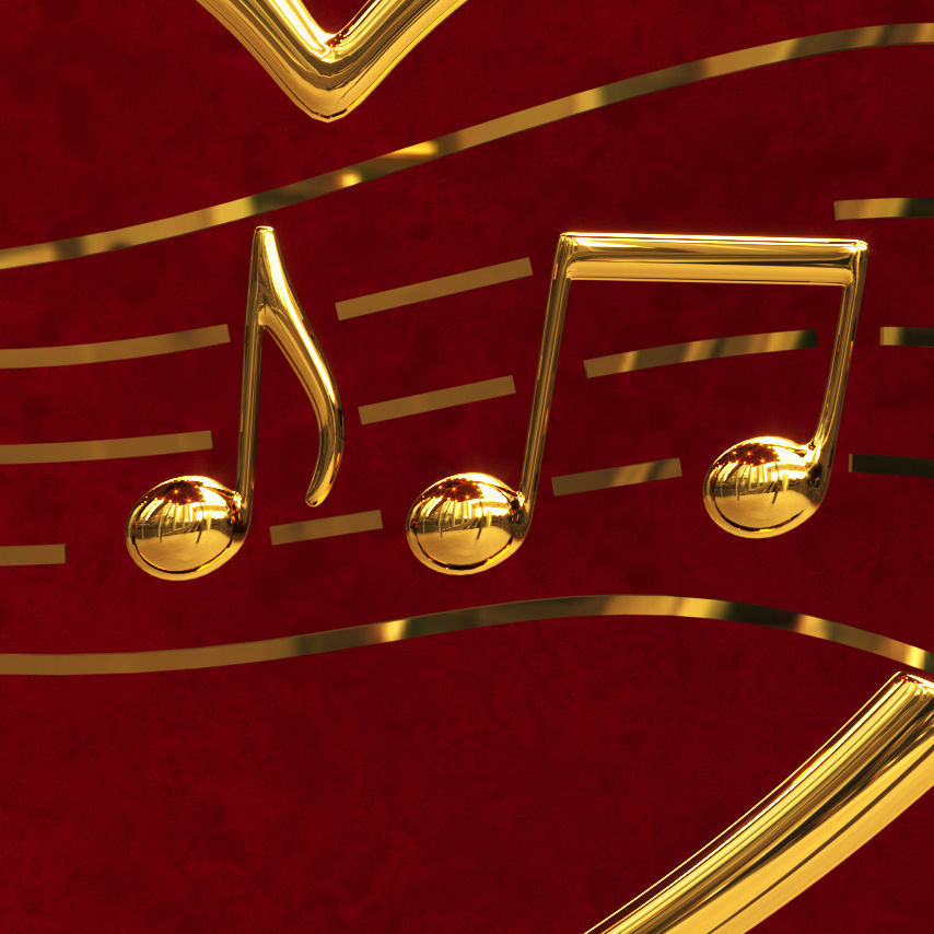 Music clef and notes in the heart 3D model_6