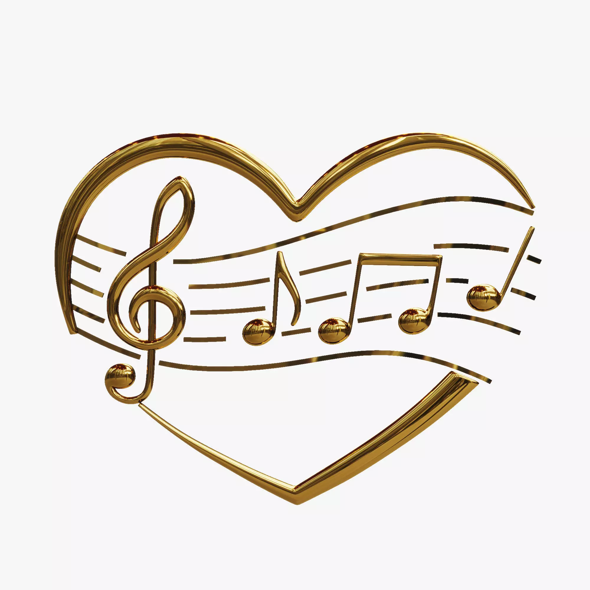 Music clef and notes in the heart 3D model_0