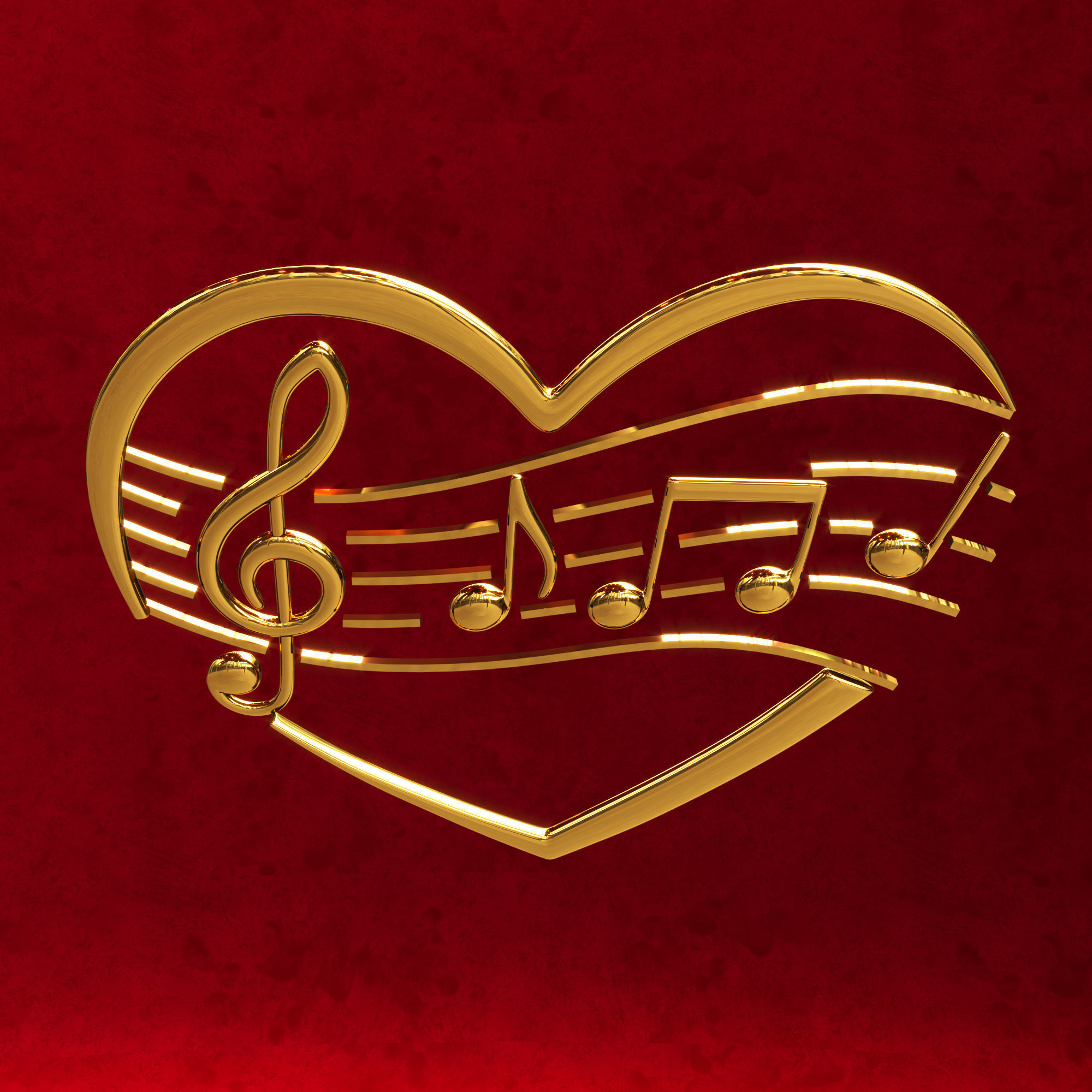 Music clef and notes in the heart 3D model_2
