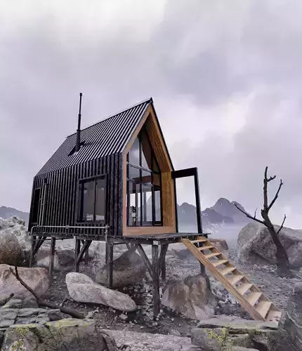 Modern Cabin V2 Low-poly 3D model